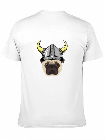 Viking Pug Graphic Tee - Black Cotton T-Shirt