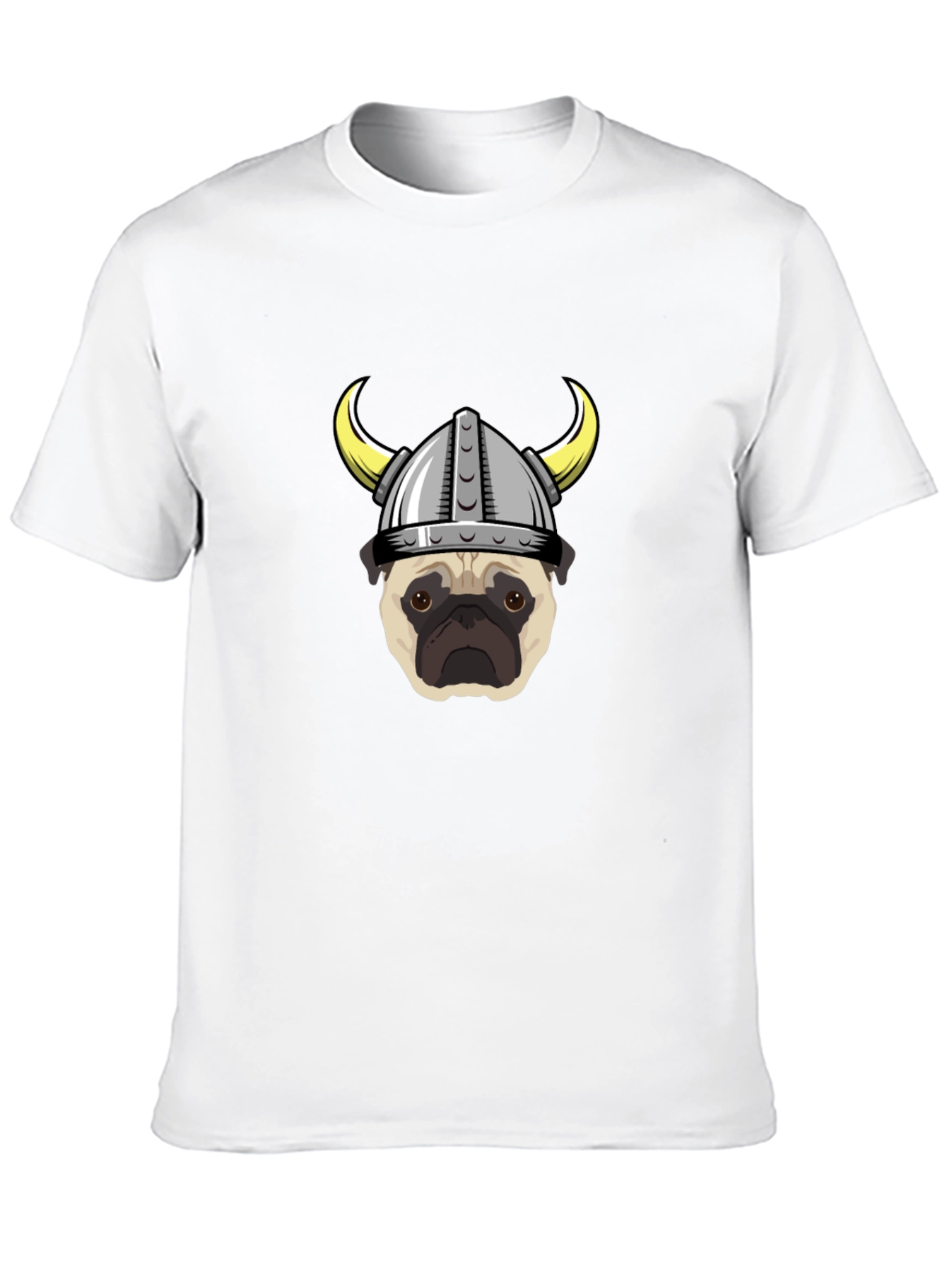 Viking Pug Graphic Tee - Black Cotton T-Shirt