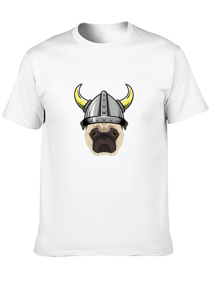 Viking Pug Graphic Tee - Black Cotton T-Shirt
