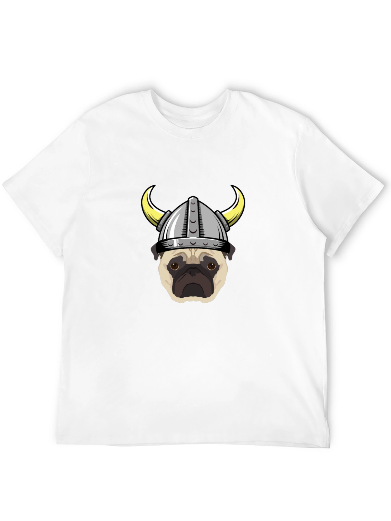 Viking Pug Graphic Tee - Black Cotton T-Shirt