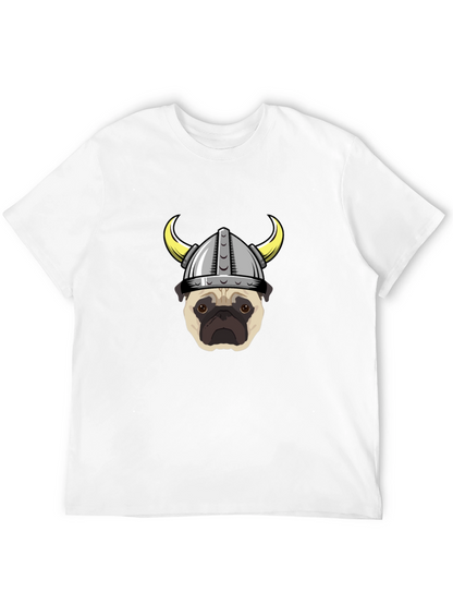 Viking Pug Graphic Tee - Black Cotton T-Shirt