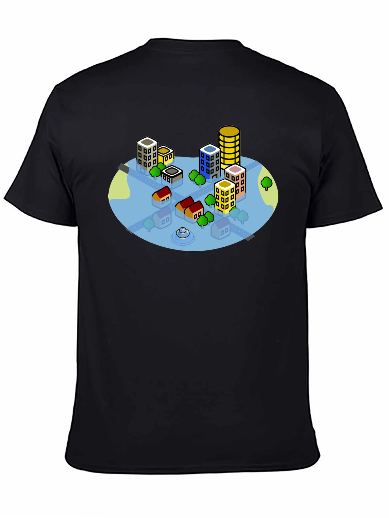 Cityscape Graphic Tee - Black Cotton T-Shirt