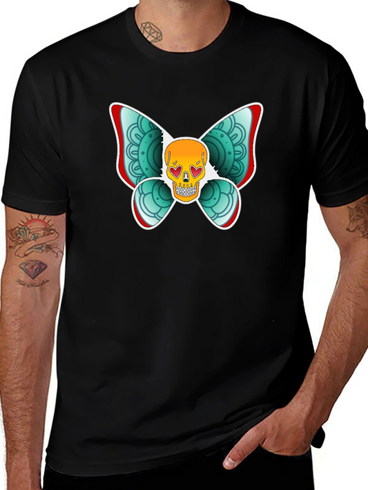 Skull Butterfly Graphic Tee - Black