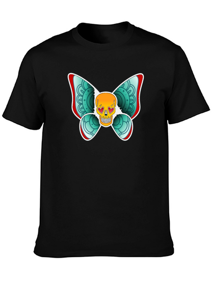 Skull Butterfly Graphic Tee - Black