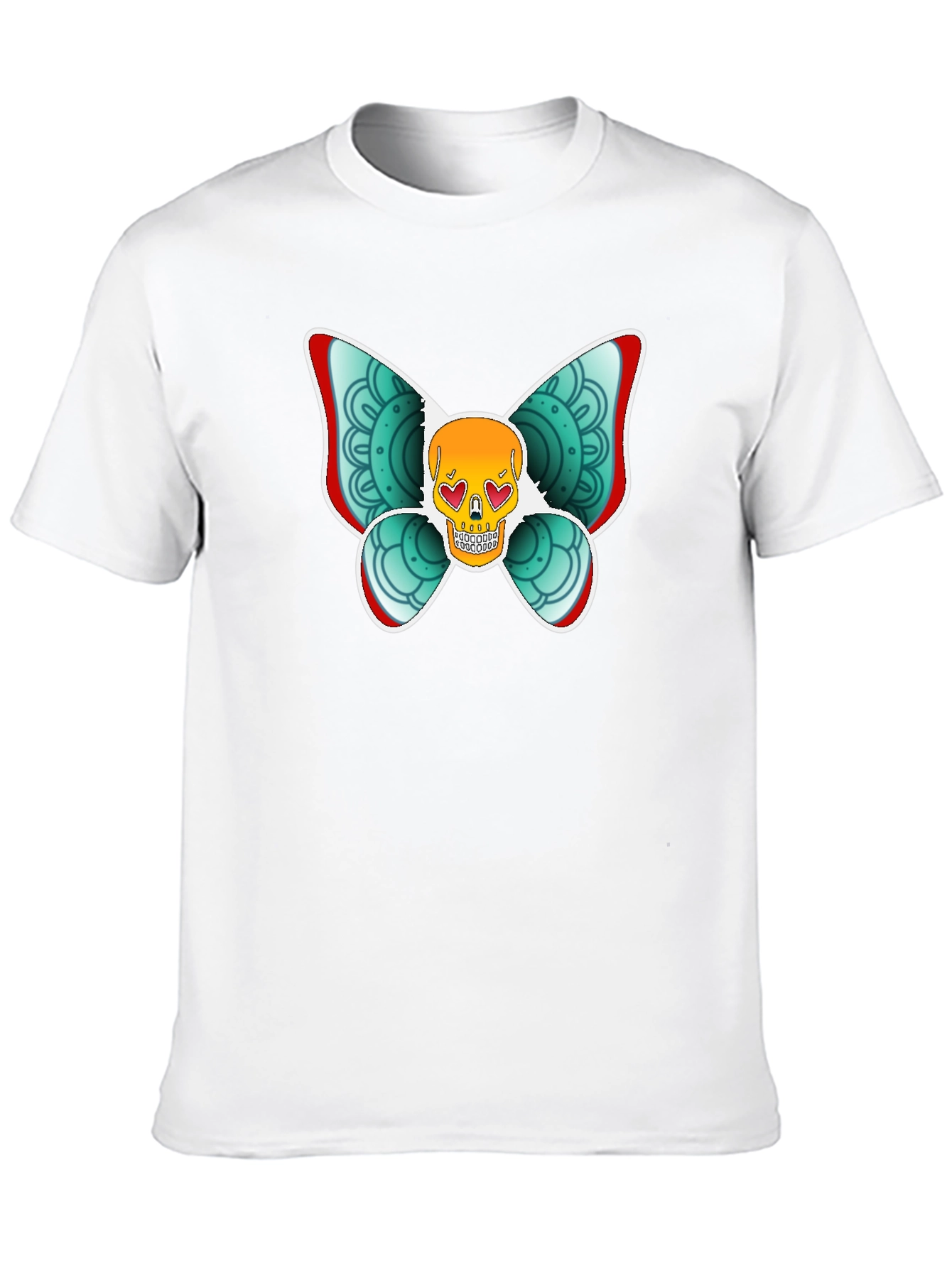 Skull Butterfly Graphic Tee - Black