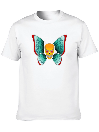 Skull Butterfly Graphic Tee - Black