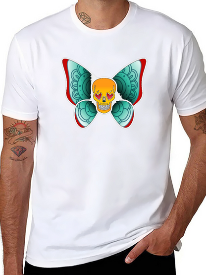 Skull Butterfly Graphic Tee - Black