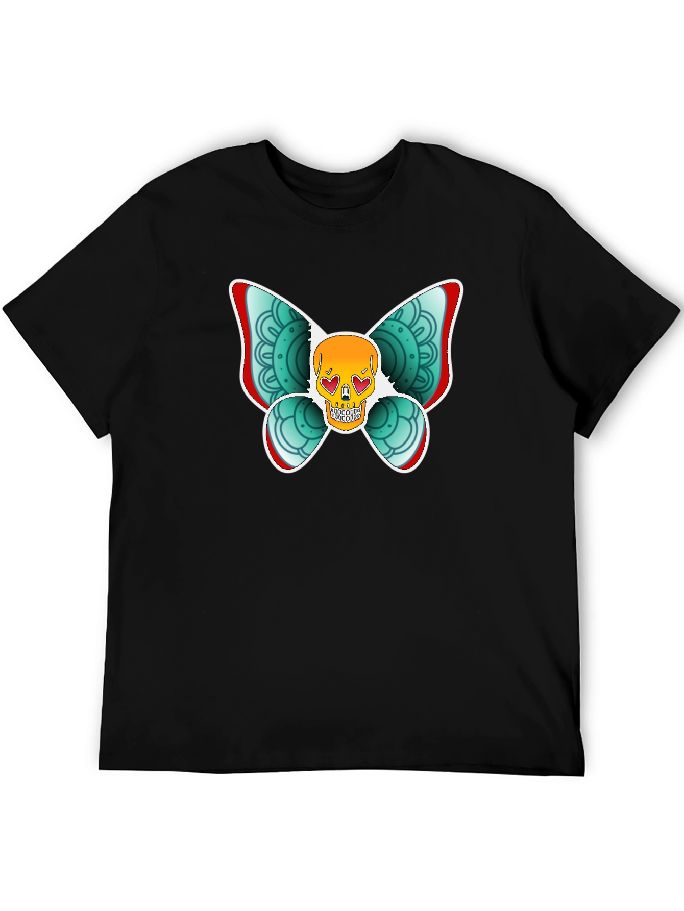 Skull Butterfly Graphic Tee - Black