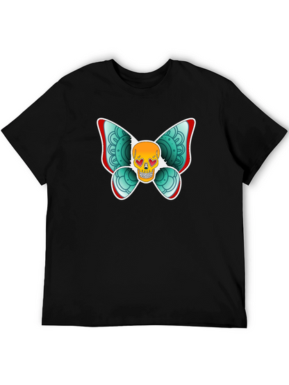 Skull Butterfly Graphic Tee - Black