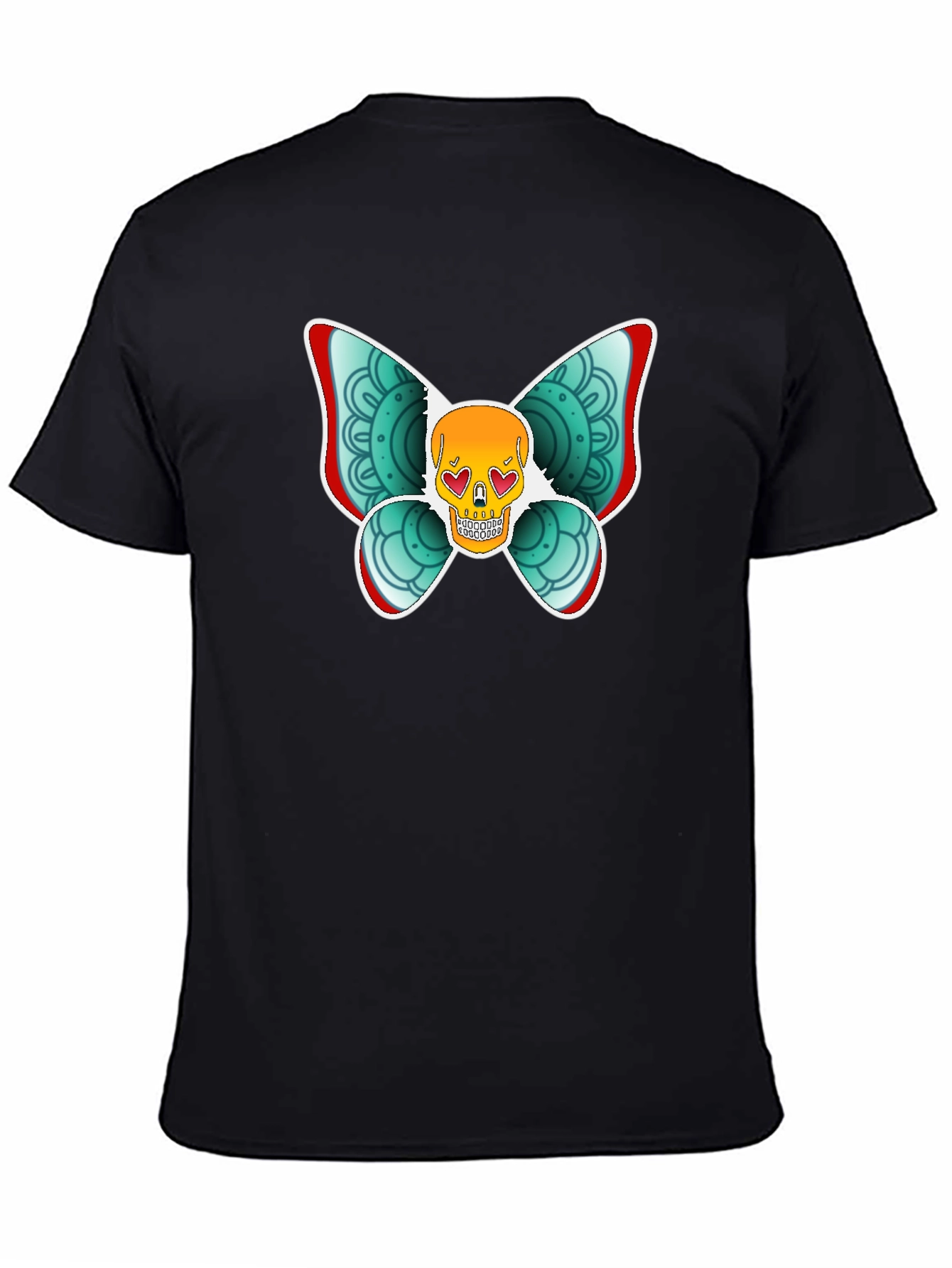 Skull Butterfly Graphic Tee - Black