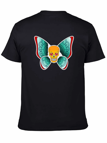 Skull Butterfly Graphic Tee - Black