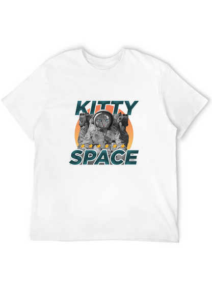 Kitty Space Black T-Shirt - Astronaut Cat Design