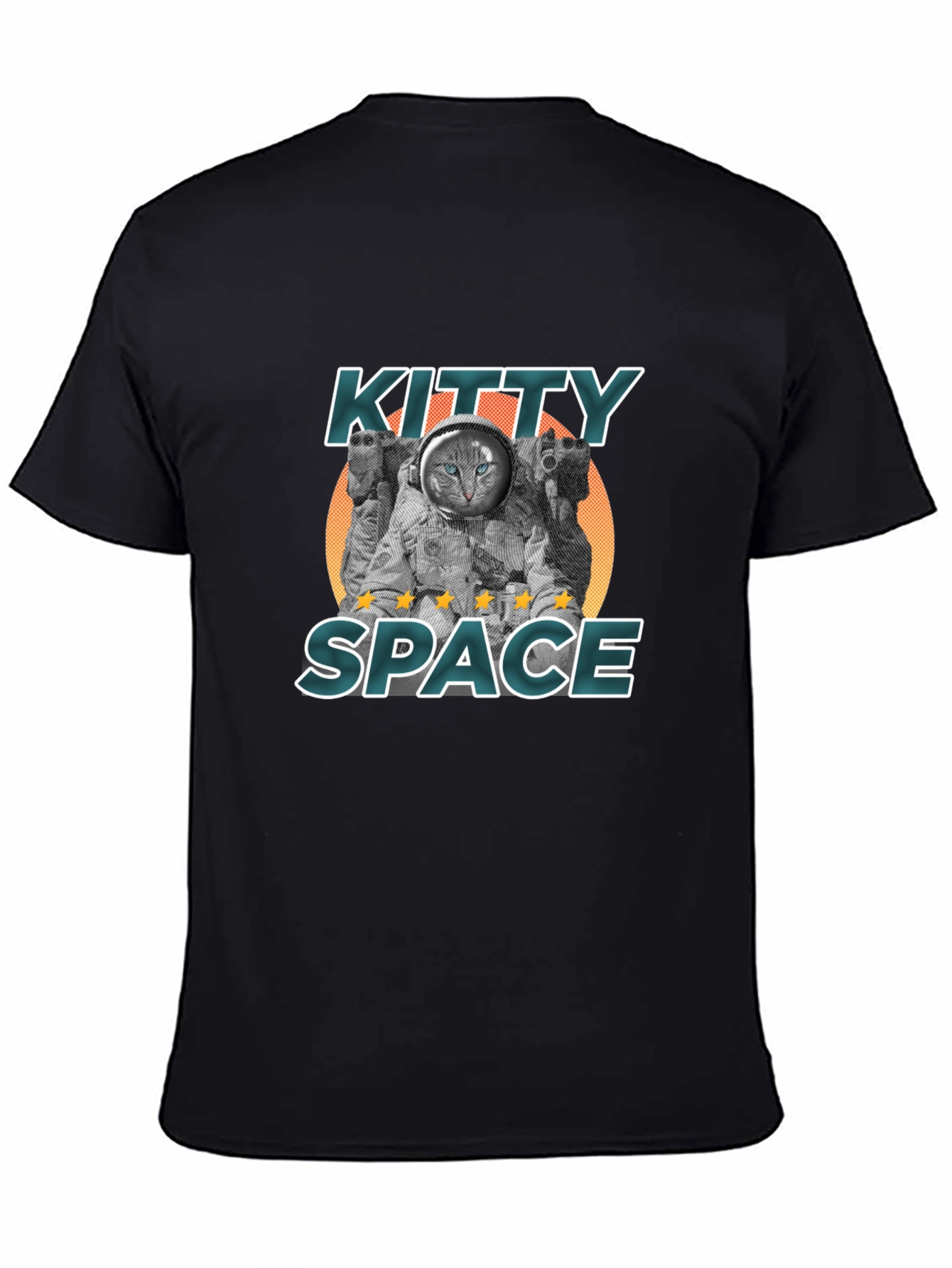 Kitty Space Black T-Shirt - Astronaut Cat Design