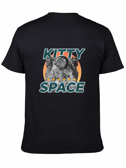 Kitty Space Black T-Shirt - Astronaut Cat Design