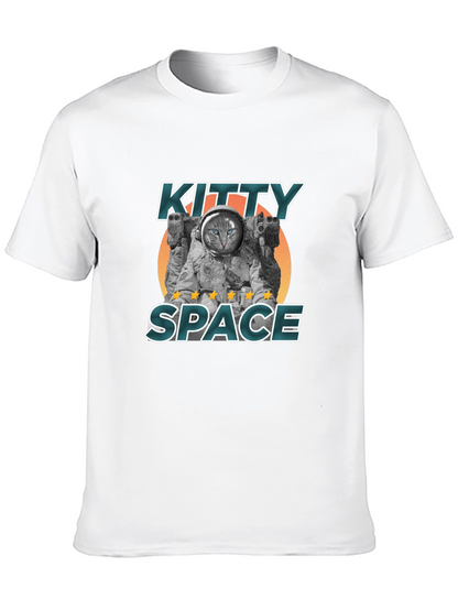 Kitty Space Black T-Shirt - Astronaut Cat Design