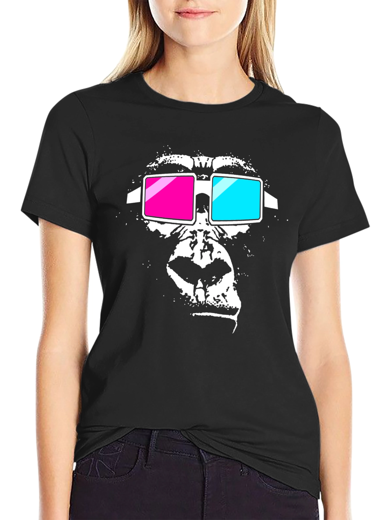 Gorilla 3D Glasses Graphic Tee - Black