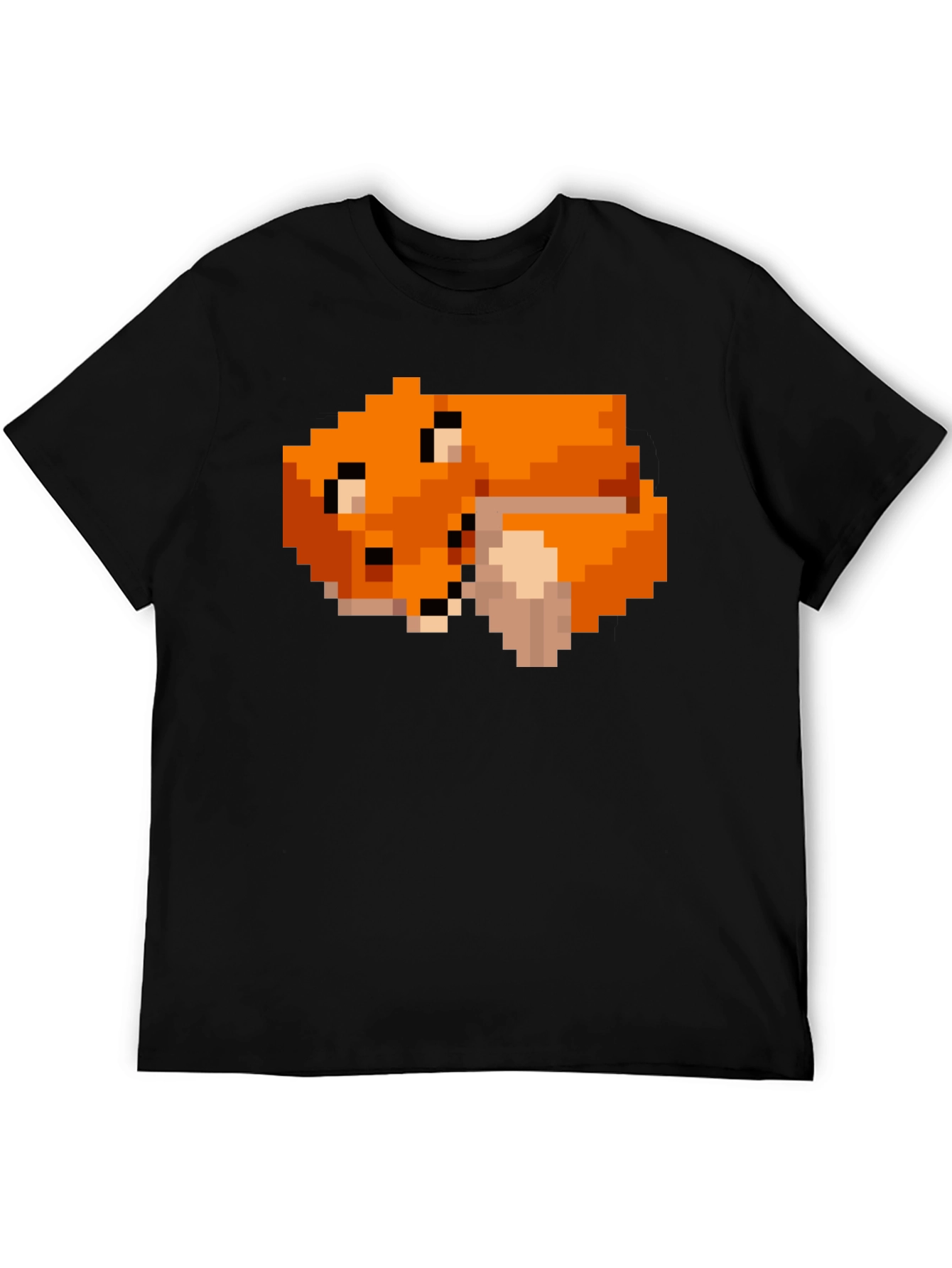 Pixel Art Fox Graphic Black Tee