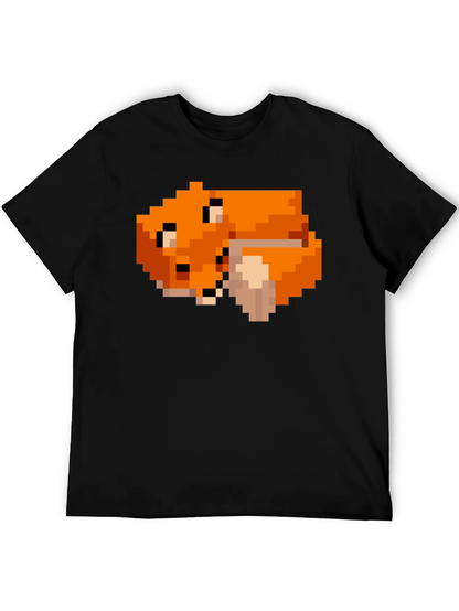 Pixel Art Fox Graphic Black Tee