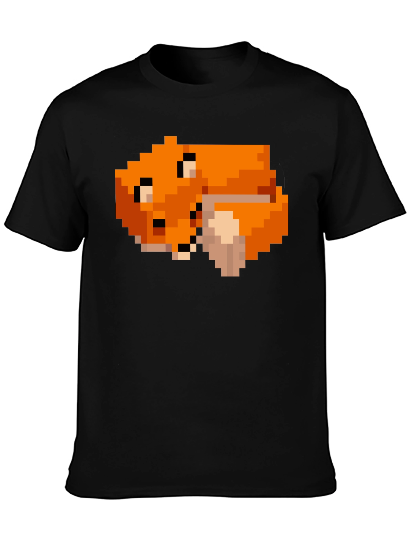 Pixel Art Fox Graphic Black Tee