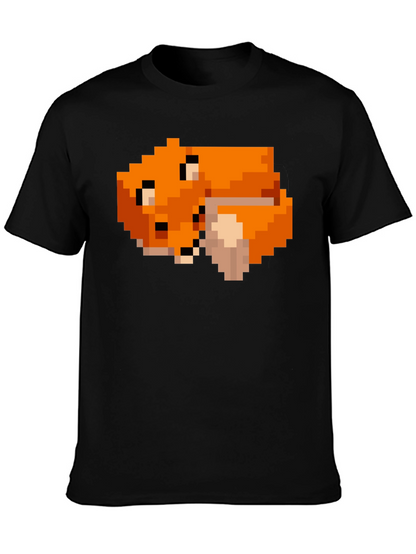 Pixel Art Fox Graphic Black Tee