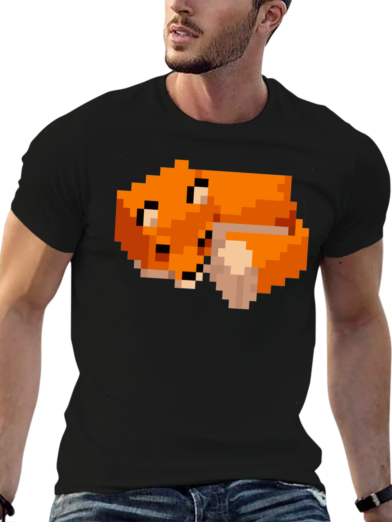 Pixel Art Fox Graphic Black Tee