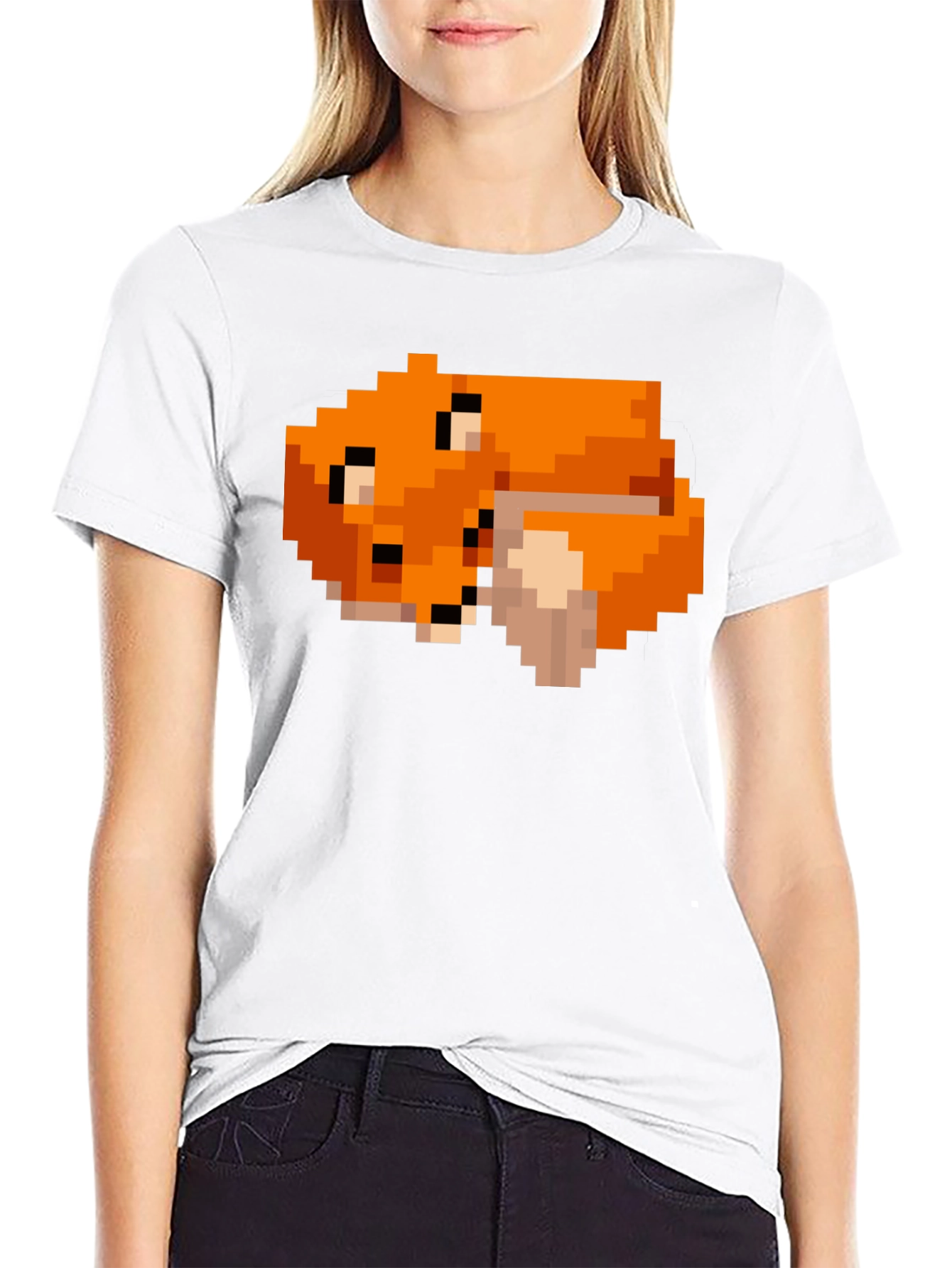 Pixel Art Fox Graphic Black Tee