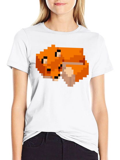 Pixel Art Fox Graphic Black Tee
