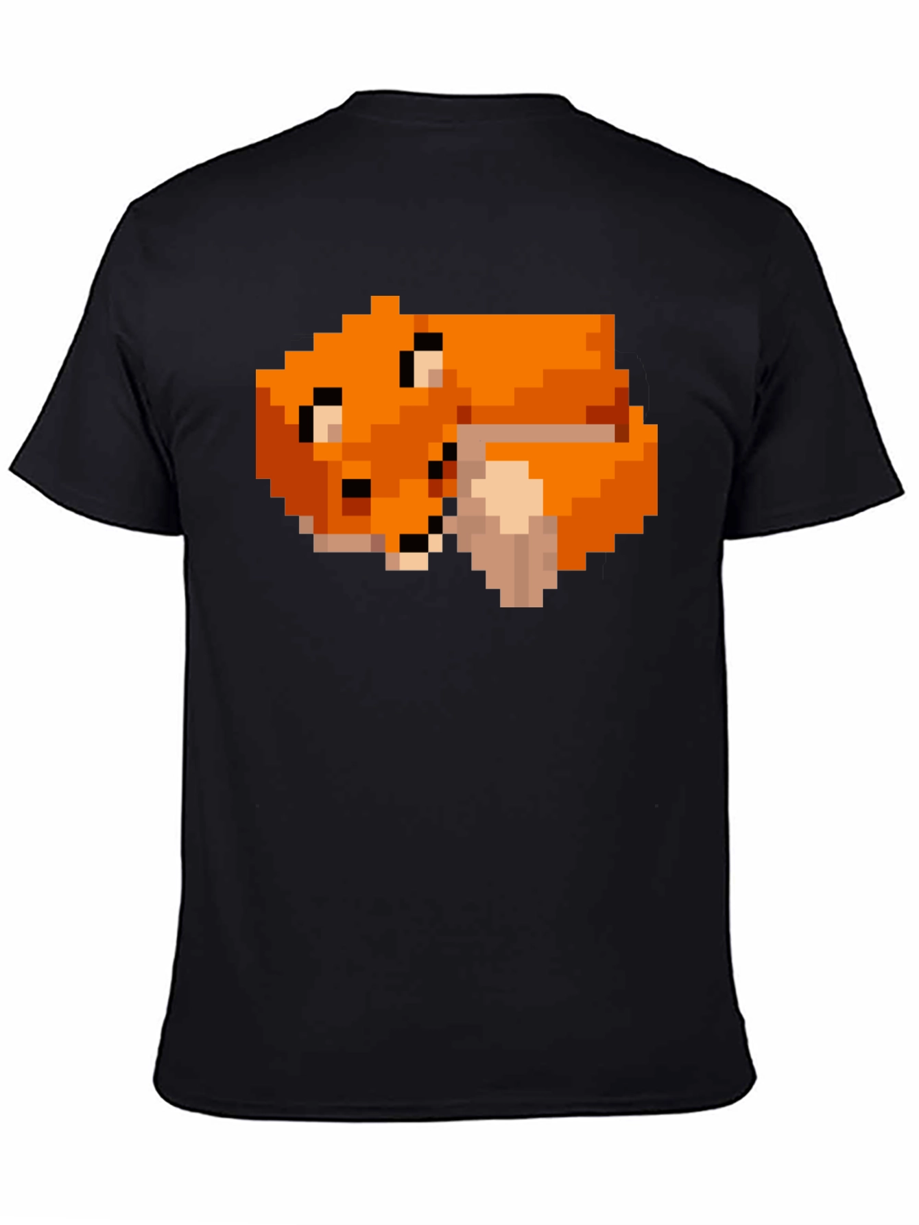 Pixel Art Fox Graphic Black Tee