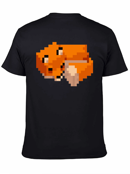 Pixel Art Fox Graphic Black Tee