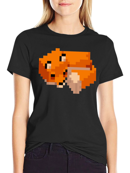 Pixel Art Fox Graphic Black Tee