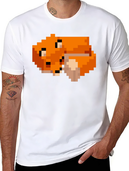 Pixel Art Fox Graphic Black Tee