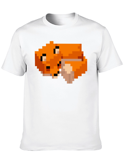 Pixel Art Fox Graphic Black Tee