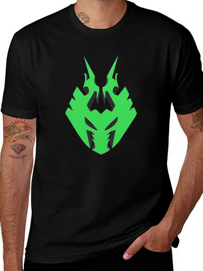 Mens Black T-Shirt with Green Emblem