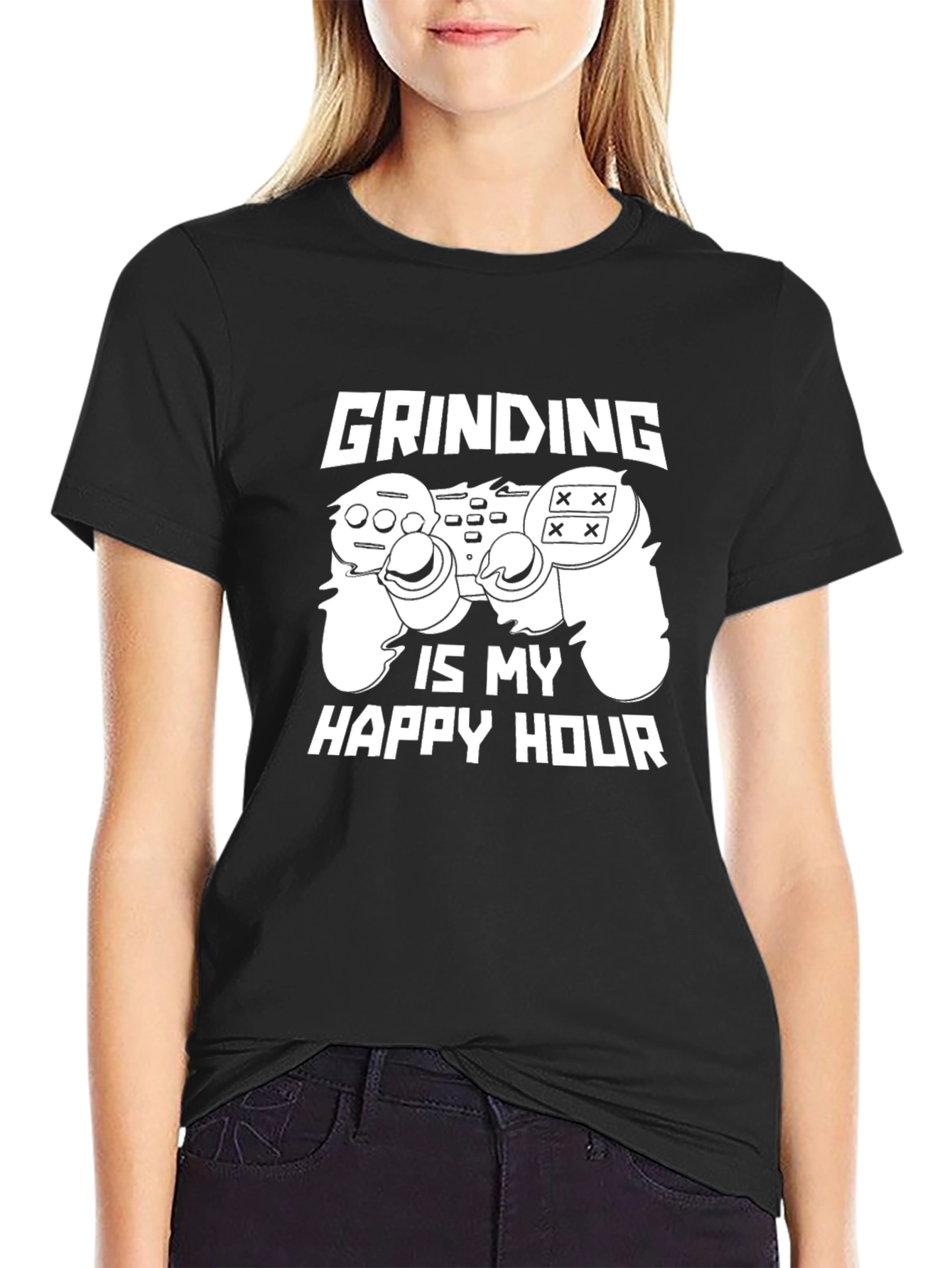 Grinding is My Happy Hour Black T-Shirt