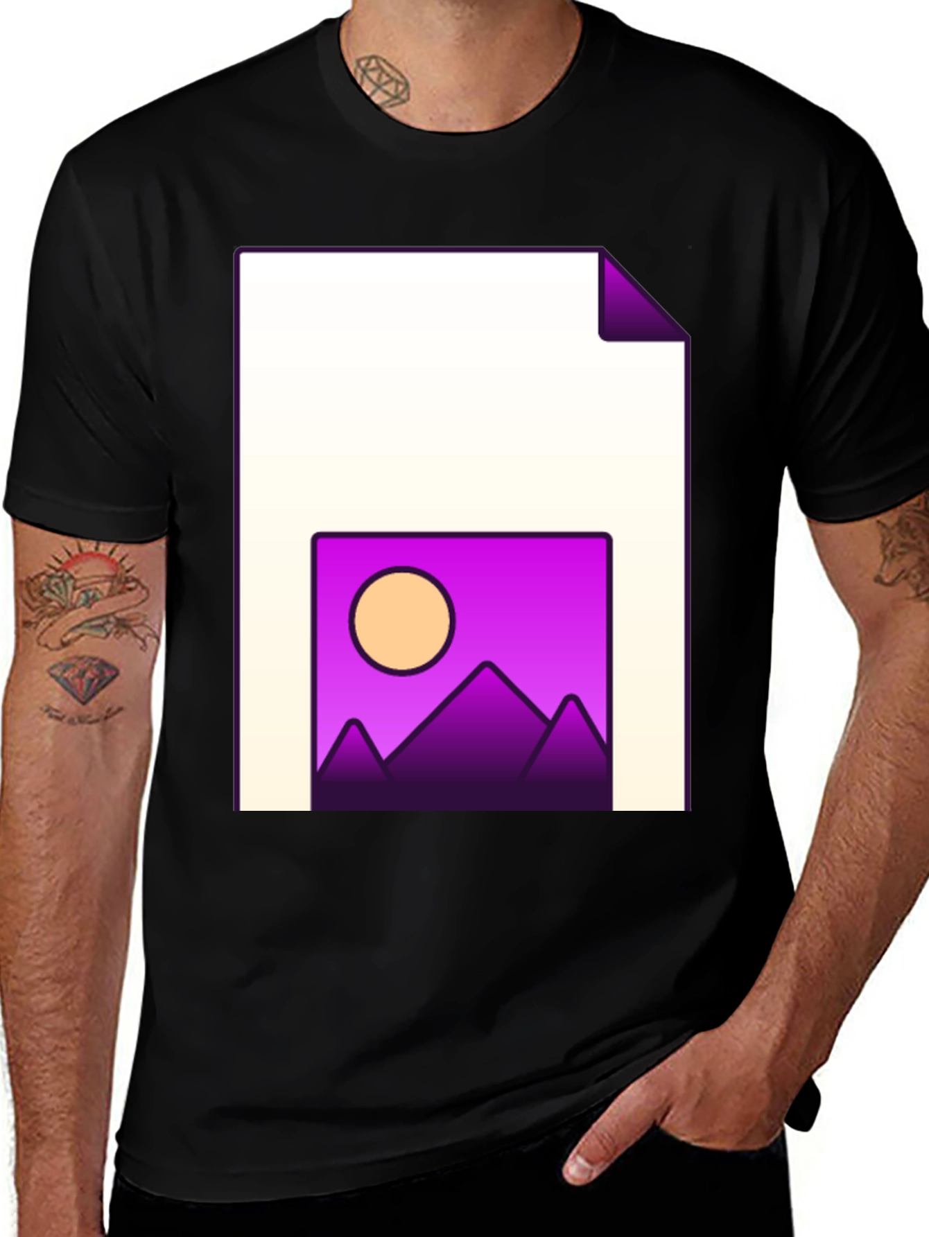 Modern Graphic T-Shirt: Sunset Landscape Tee