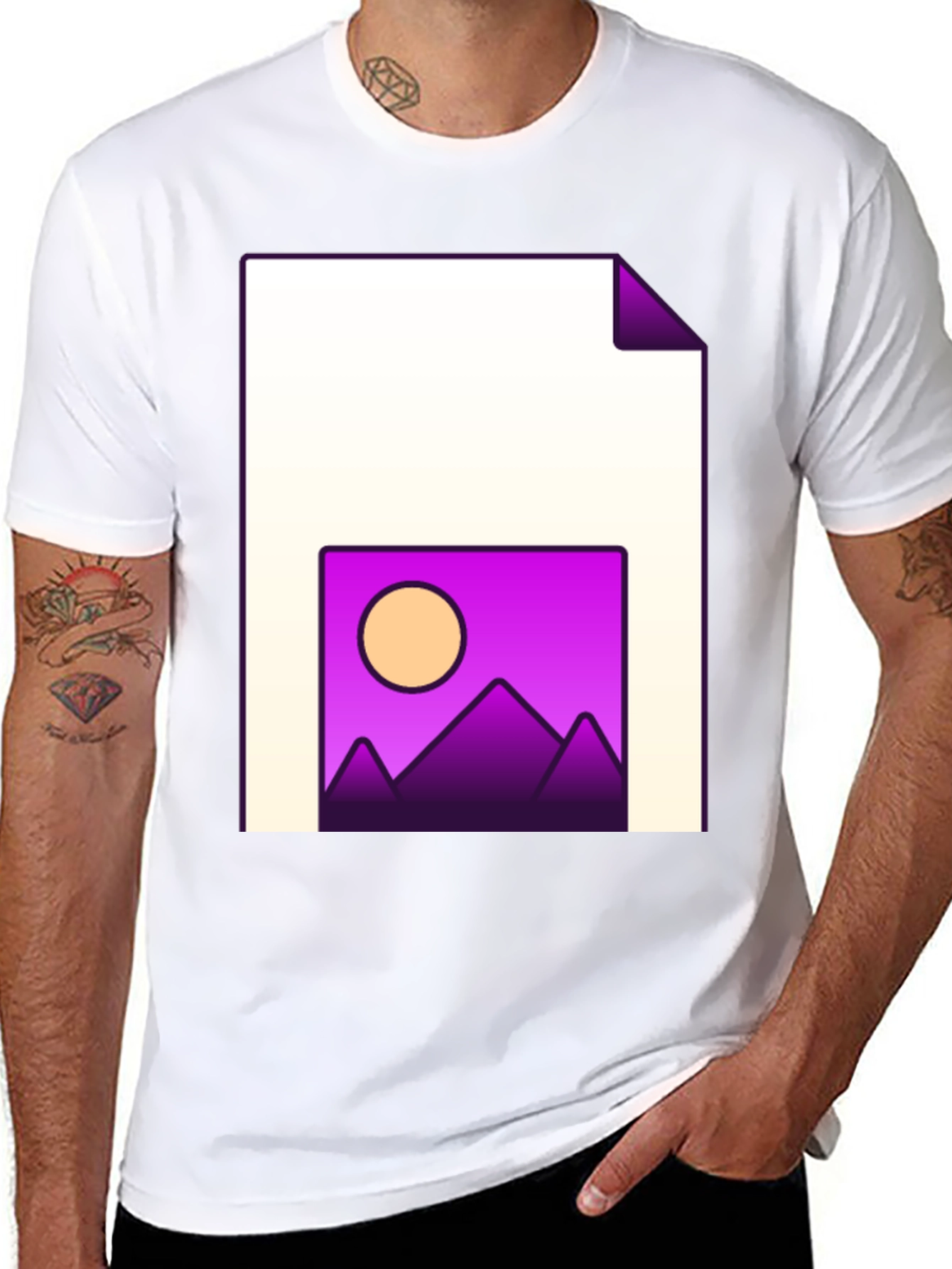 Modern Graphic T-Shirt: Sunset Landscape Tee