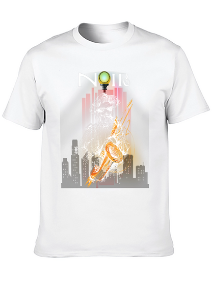 Noir Saxophone Graphic Tee - Cool Musician T-Shirt