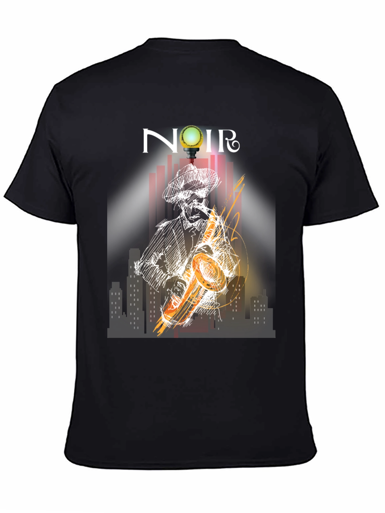 Noir Saxophone Graphic Tee - Cool Musician T-Shirt