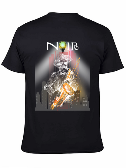 Noir Saxophone Graphic Tee - Cool Musician T-Shirt