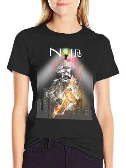 Noir Saxophone Graphic Tee - Cool Musician T-Shirt