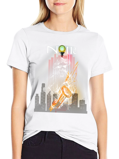 Noir Saxophone Graphic Tee - Cool Musician T-Shirt
