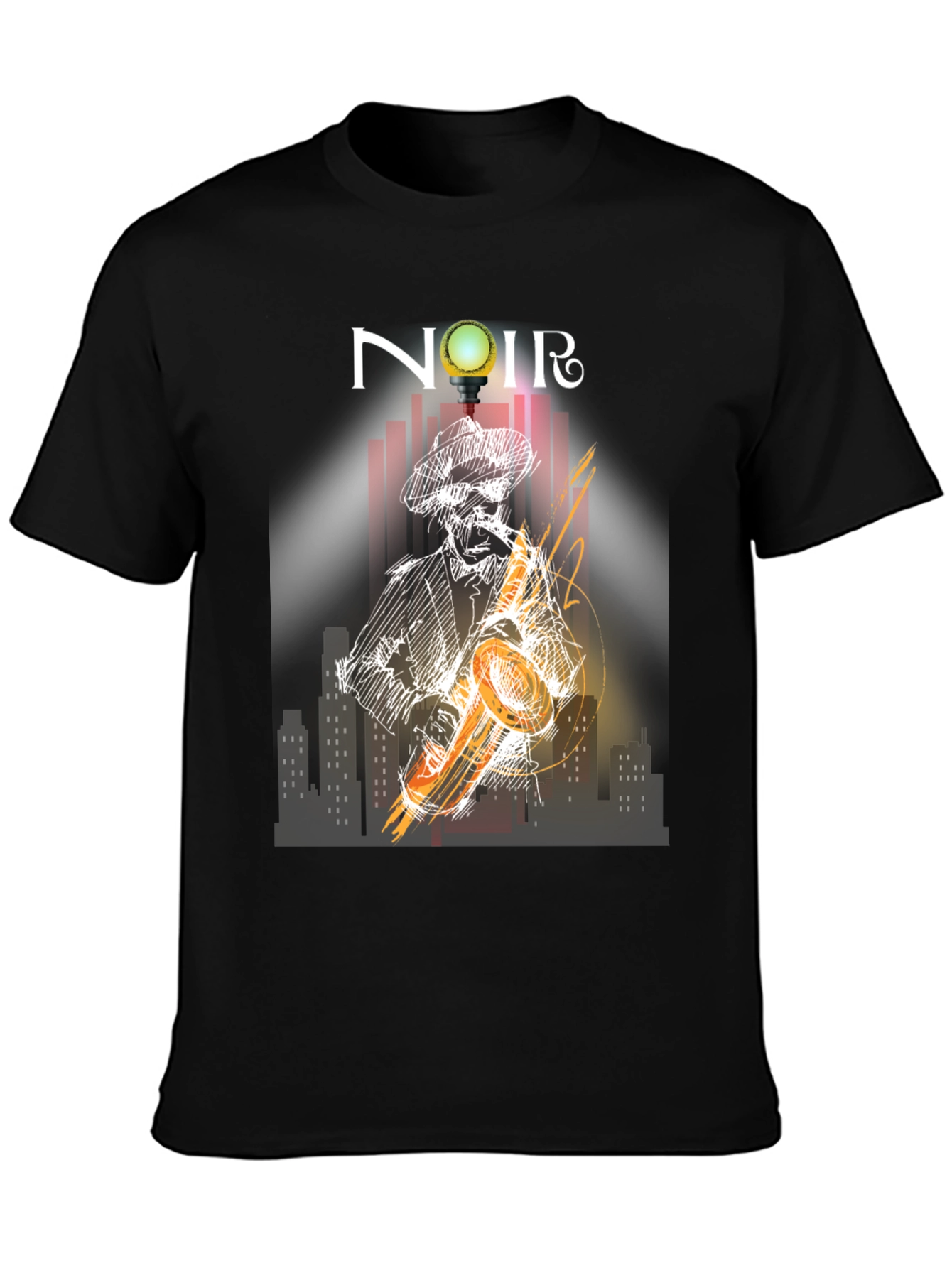 Noir Saxophone Graphic Tee - Cool Musician T-Shirt