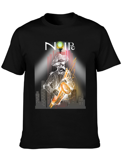 Noir Saxophone Graphic Tee - Cool Musician T-Shirt