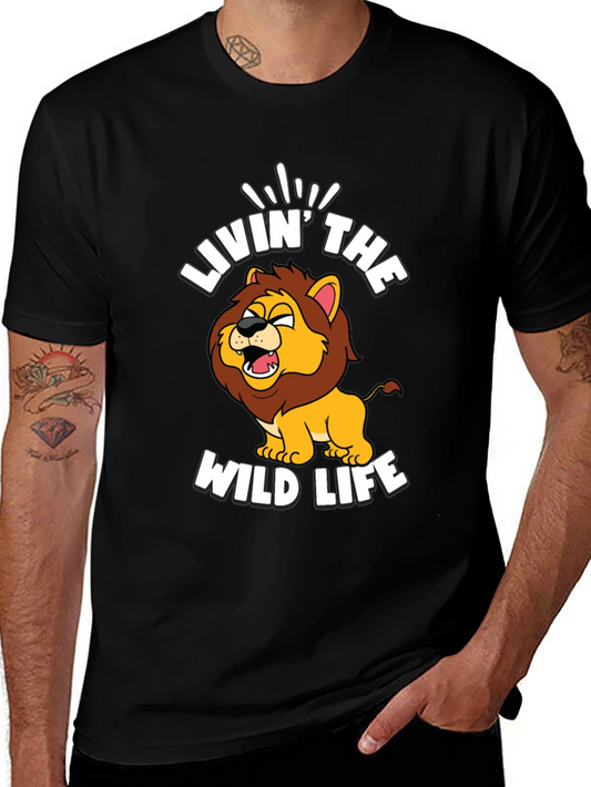Livin the Wild Life Lion Graphic Tee - Black