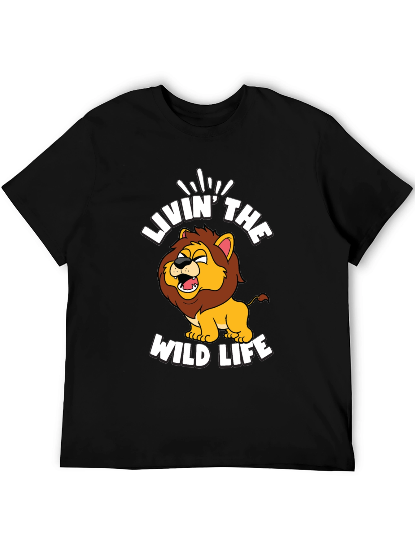 Livin the Wild Life Lion Graphic Tee - Black