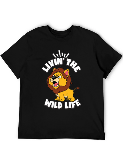 Livin the Wild Life Lion Graphic Tee - Black