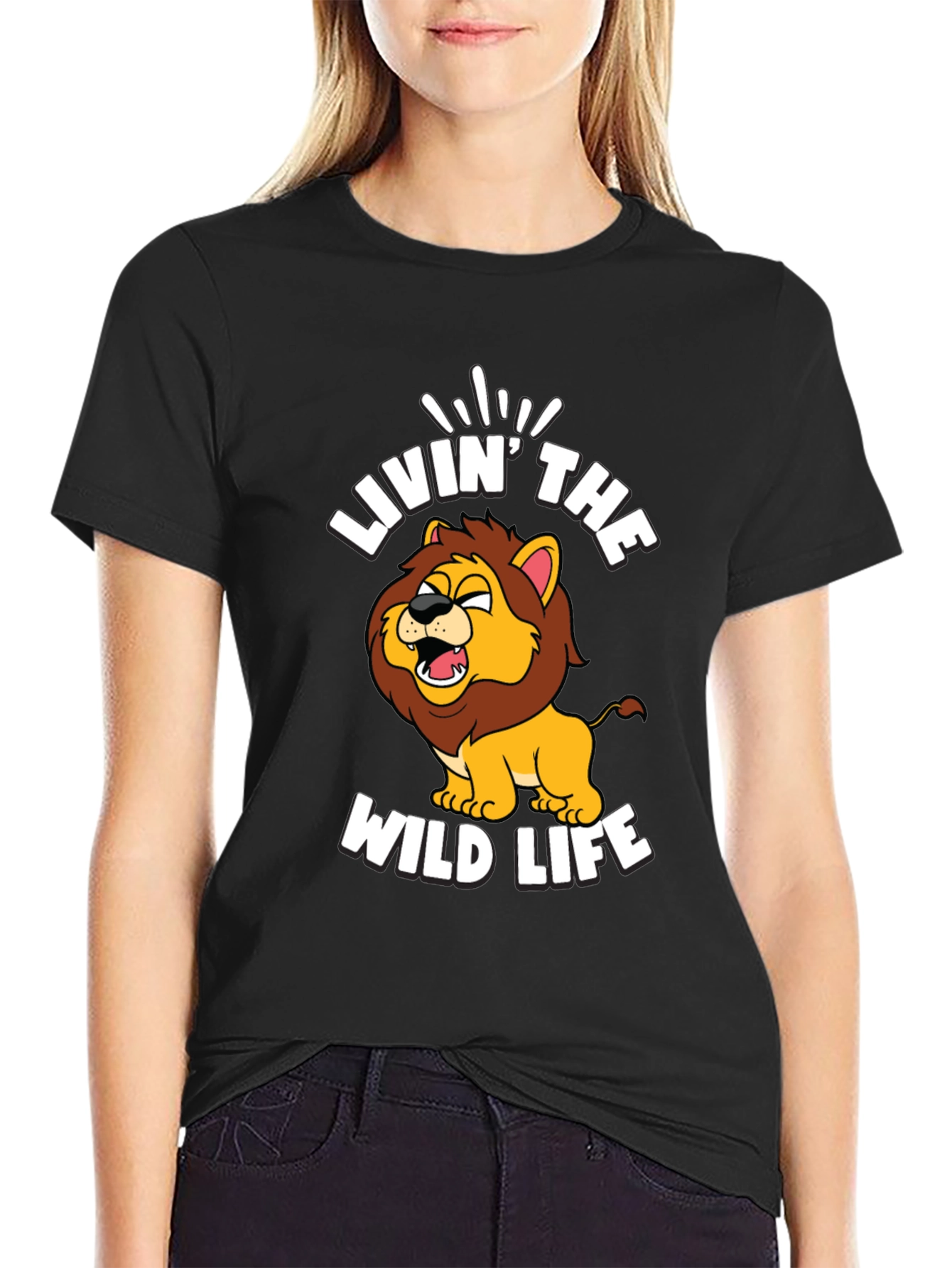 Livin the Wild Life Lion Graphic Tee - Black