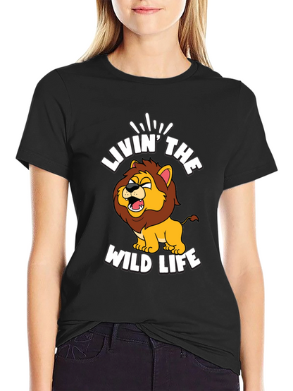 Livin the Wild Life Lion Graphic Tee - Black