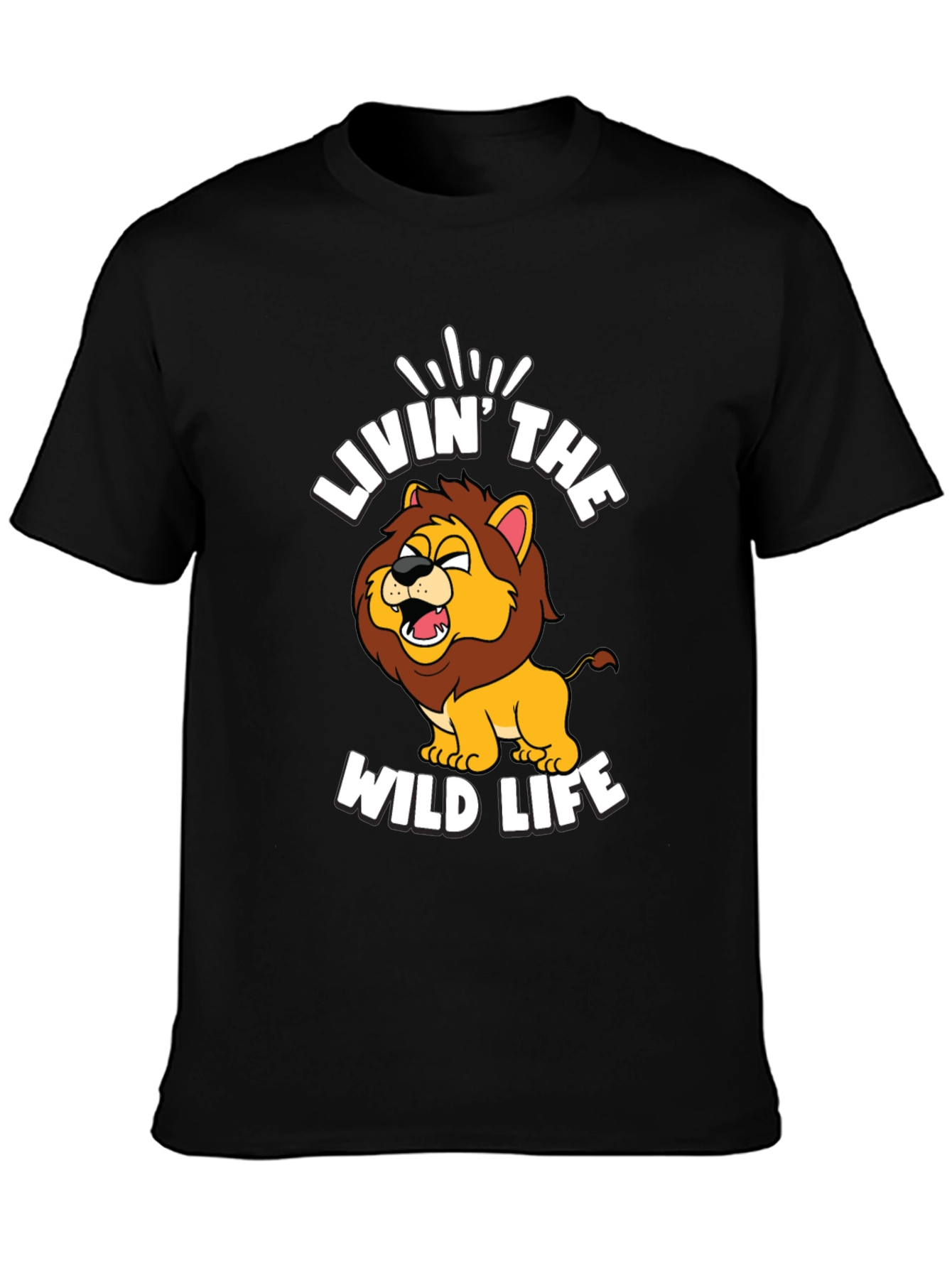 Livin the Wild Life Lion Graphic Tee - Black