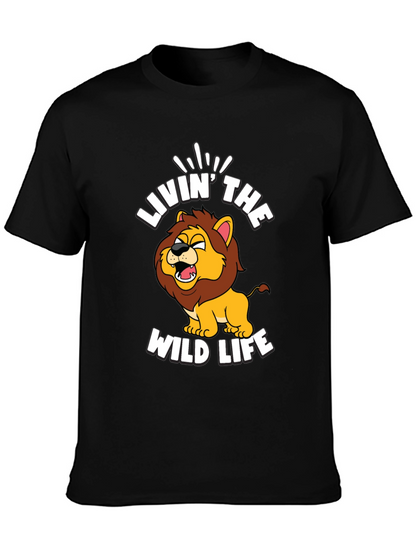 Livin the Wild Life Lion Graphic Tee - Black